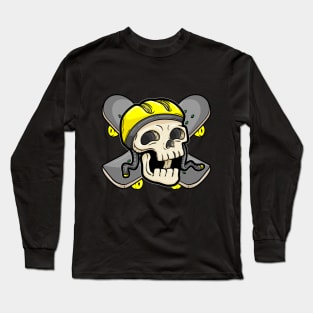 Skull with Skateboard and Skater Helmet Long Sleeve T-Shirt